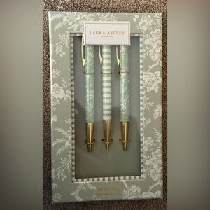 Laura Ashley Sage Blossom Green and Gold Pen Set
